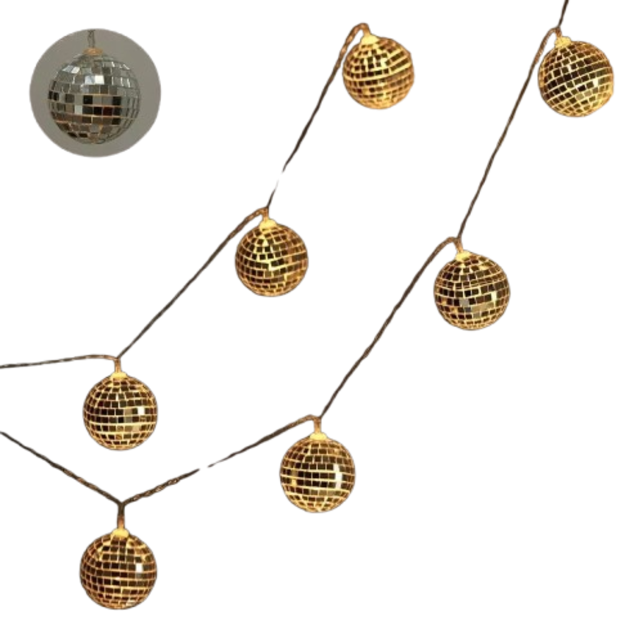 6 ft Warm White LED Disco Mirror Balls Garland Wedding Party Home Decorations